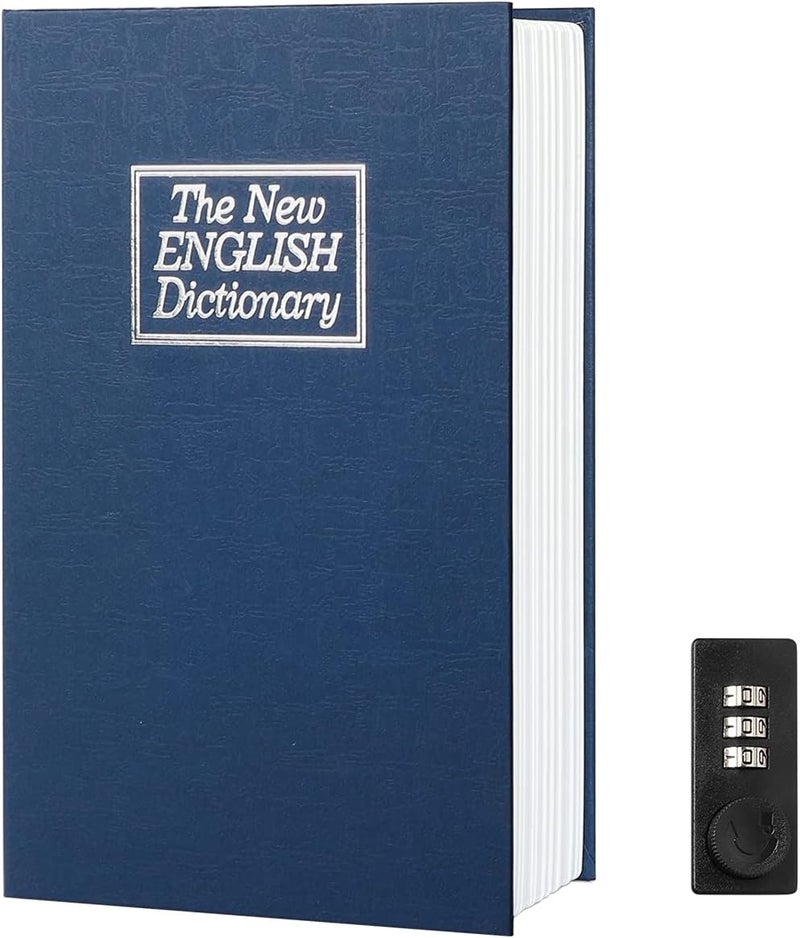 Parrency Diversion Book Safe Storage Box,Safe Box with Premium Combination Lock, Portable Book-Safe,Perfect for Home, Travel,Dorm Store Money, Jewelry, Phone and Passport (Blue) - Image 1